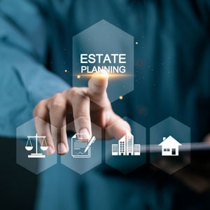 Estate planning concept with icons 